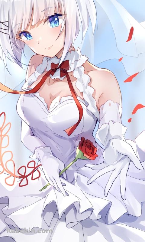 ウエディングドレスを着たかわいいシエスタ / 探偵はもう、死んでいる。 / ファンアート / イラストのAndroidの壁紙(480px x 800px) スマホ用