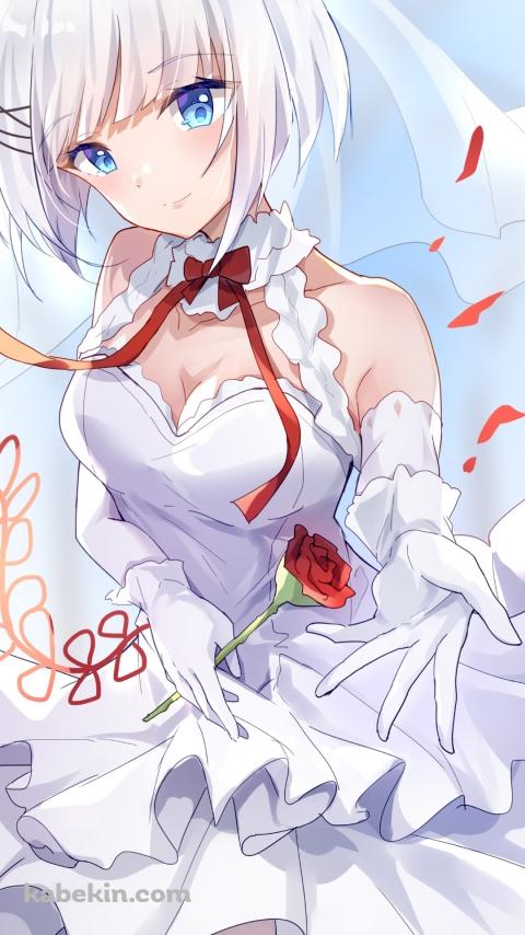 ウエディングドレスを着たかわいいシエスタ / 探偵はもう、死んでいる。 / ファンアート / イラストのAndroidの壁紙(480px x 854px) スマホ用