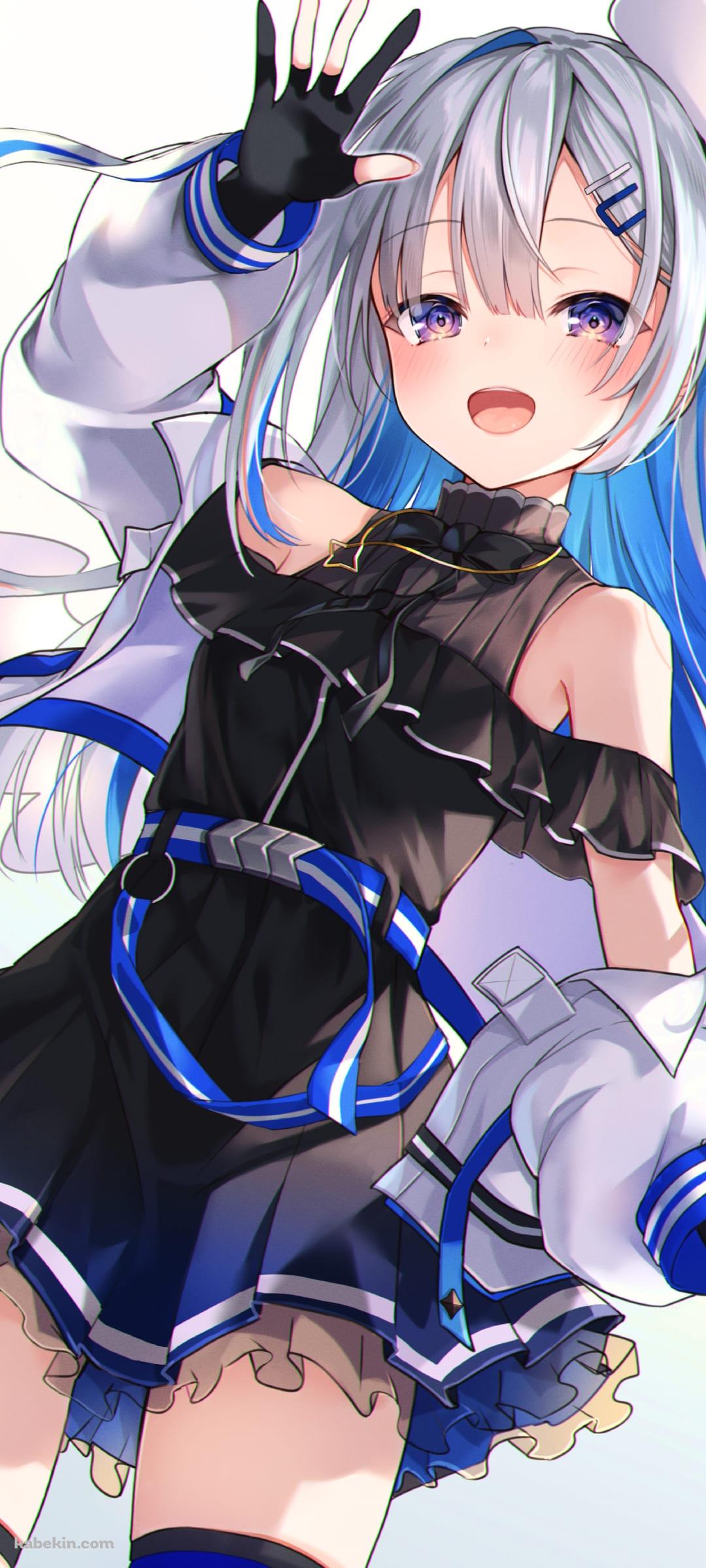 笑って手を振る天音かなた / バーチャルYouTuber / ファンアート / イラストのAndroidの壁紙(1080px x 2400px) スマホ用