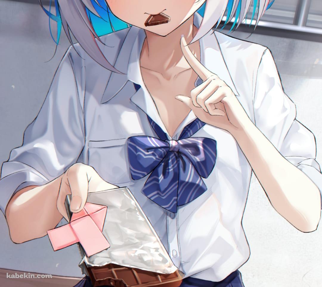 食べかけのチョコを差し出す天音かなた / かわいい / バーチャルYouTuber / ファンアート / イラストのAndroidの壁紙(1080px x 960px) スマホ用