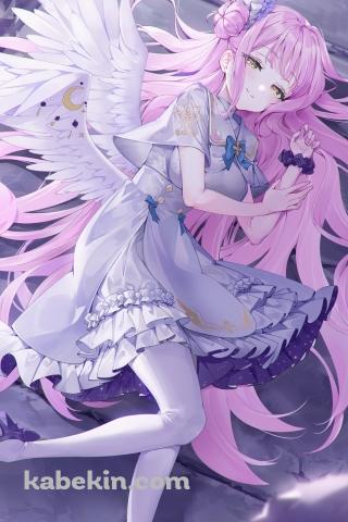 桟橋に寝そべる聖園ミカ（みその みか） / ブルアカ / ブルーアーカイブ / ファンアート / イラストのAndroidの壁紙(320px x 480px) スマホ用