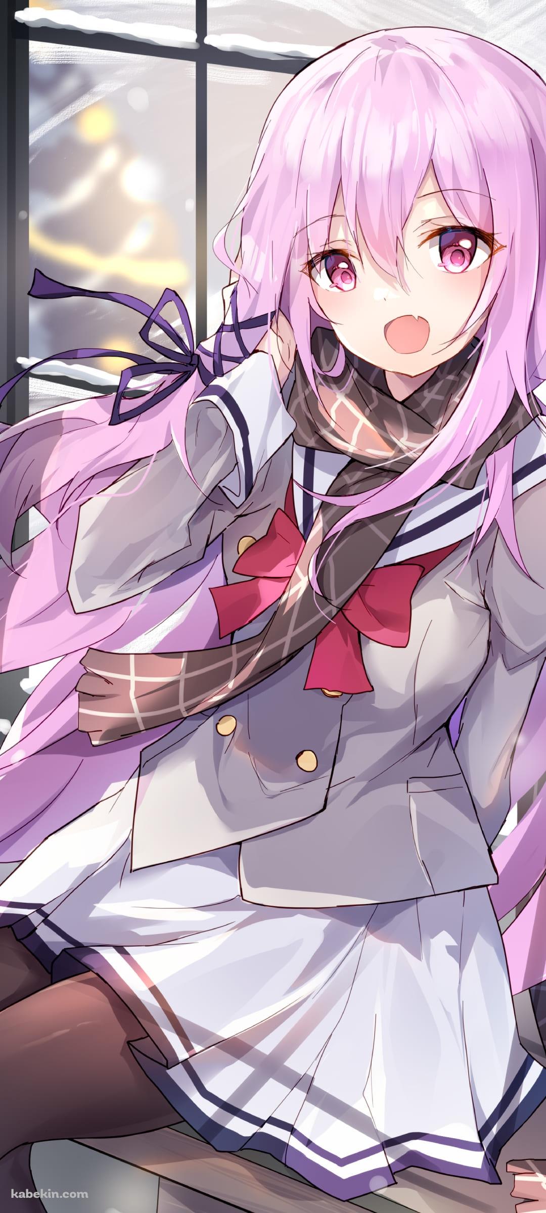 窓際に座っているかわいいキサラ / セーラー服 / エンゲージキス / Engage Kiss / ファンアート / イラストのAndroidの壁紙(1080px x 2400px) スマホ用