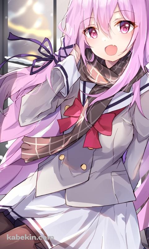窓際に座っているかわいいキサラ / セーラー服 / エンゲージキス / Engage Kiss / ファンアート / イラストのAndroidの壁紙(480px x 800px) スマホ用
