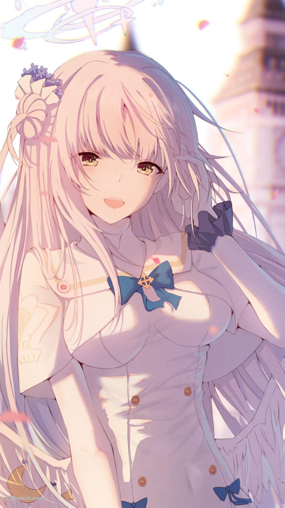 お城と聖園ミカ（みその みか） / かわいい / ブルアカ / ブルーアーカイブ / ファンアート / イラストのAndroidの壁紙(1080px x 1920px) スマホ用