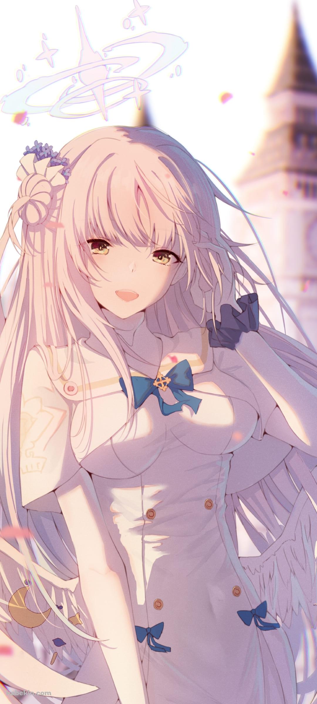 お城と聖園ミカ（みその みか） / かわいい / ブルアカ / ブルーアーカイブ / ファンアート / イラストのAndroidの壁紙(1080px x 2400px) スマホ用