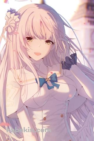 お城と聖園ミカ（みその みか） / かわいい / ブルアカ / ブルーアーカイブ / ファンアート / イラストのAndroidの壁紙(320px x 480px) スマホ用