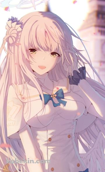 お城と聖園ミカ（みその みか） / かわいい / ブルアカ / ブルーアーカイブ / ファンアート / イラストのAndroidの壁紙(360px x 592px) スマホ用