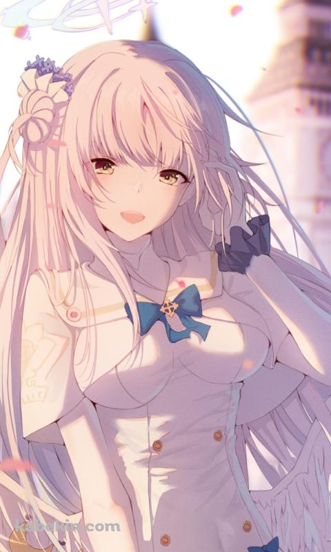 お城と聖園ミカ（みその みか） / かわいい / ブルアカ / ブルーアーカイブ / ファンアート / イラストのAndroidの壁紙(480px x 800px) スマホ用