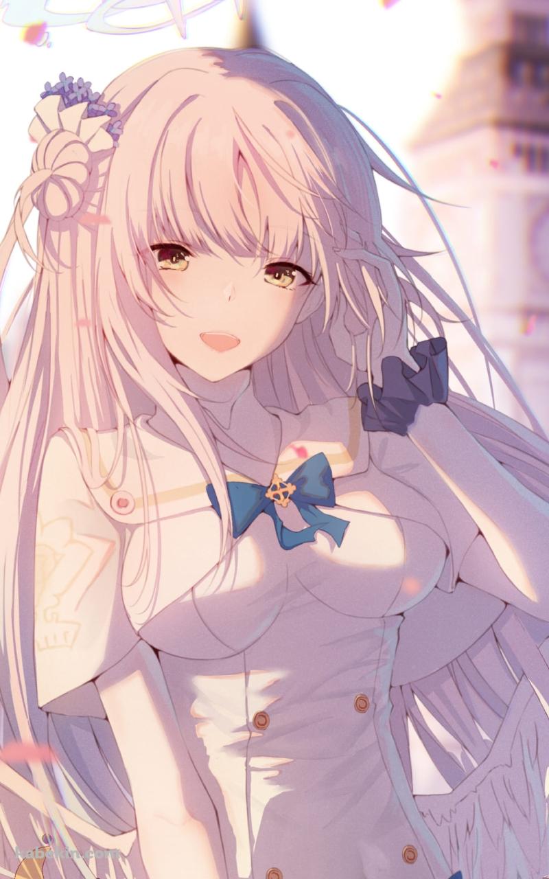 お城と聖園ミカ（みその みか） / かわいい / ブルアカ / ブルーアーカイブ / ファンアート / イラストのAndroidの壁紙(800px x 1280px) スマホ用