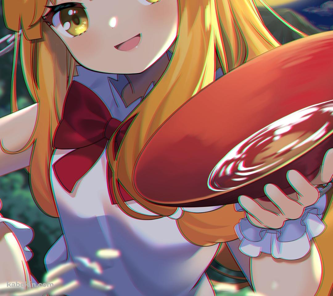 お酒を持つ伊吹萃香(いぶきすいか) / 東方Project / ファンアート / イラストのAndroidの壁紙(1080px x 960px) スマホ用