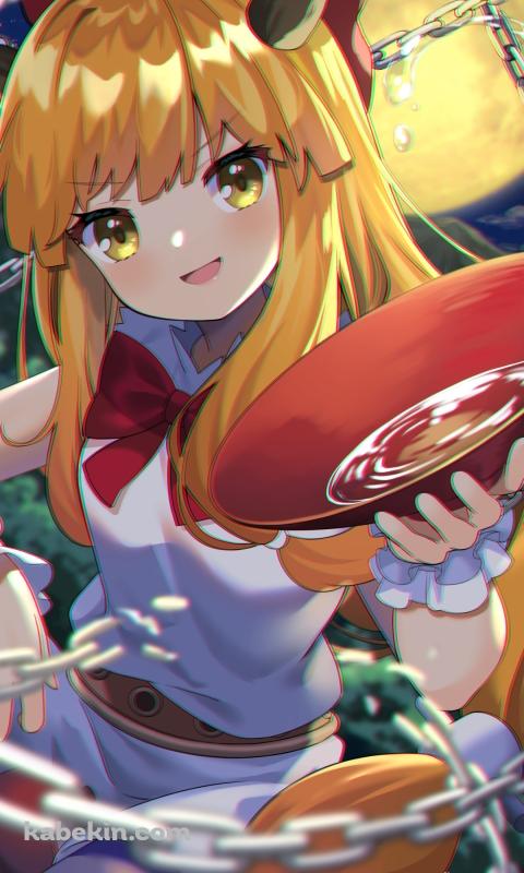 お酒を持つ伊吹萃香(いぶきすいか) / 東方Project / ファンアート / イラストのAndroidの壁紙(480px x 800px) スマホ用