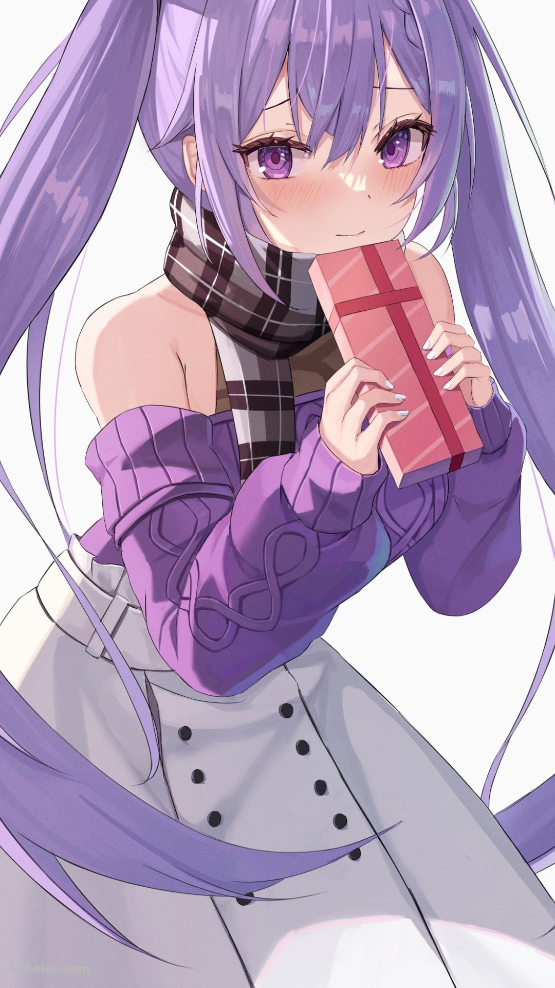 プレゼントを持って照れている刻晴 / 原神のAndroidの壁紙(1080px x 1920px) スマホ用