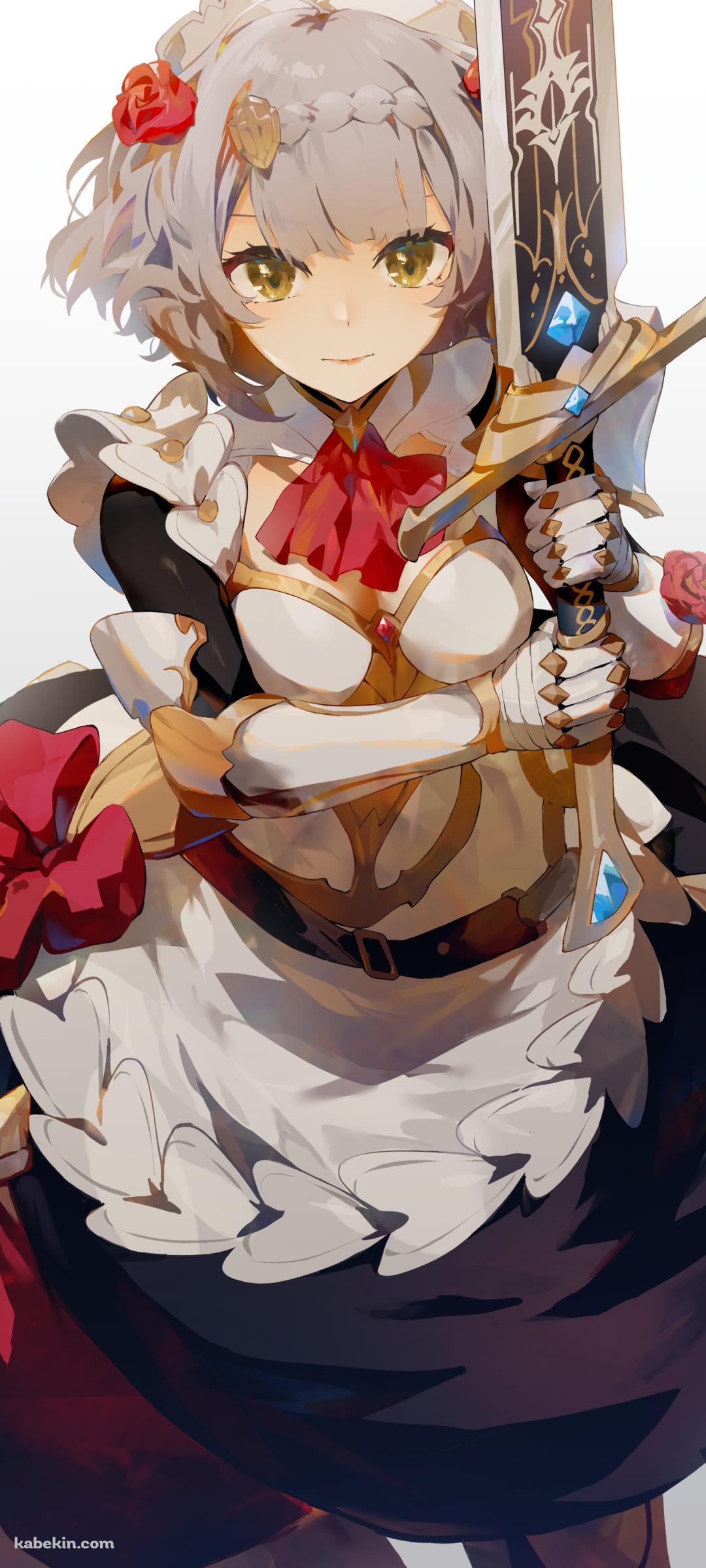 大剣を持ち構えるノエル / かわいい / 原神のAndroidの壁紙(1080px x 2400px) スマホ用