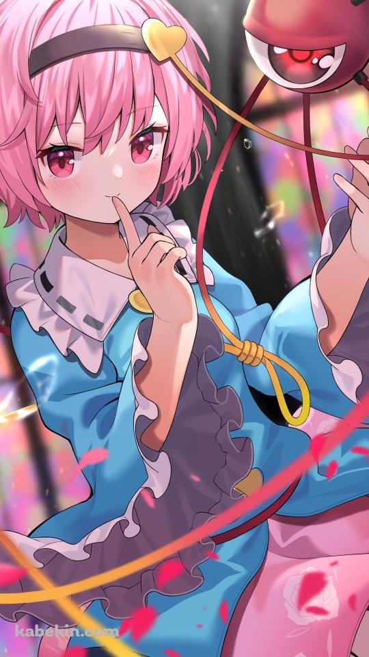口に指をあてる古明地さとり (こめいじさとり) / 東方地霊殿 / ファンアート / イラストのAndroidの壁紙(540px x 960px) スマホ用