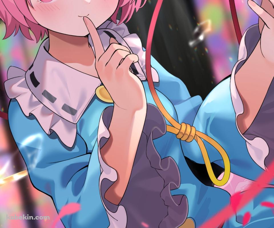 口に指をあてる古明地さとり (こめいじさとり) / 東方地霊殿 / ファンアート / イラストのAndroidの壁紙(960px x 800px) スマホ用