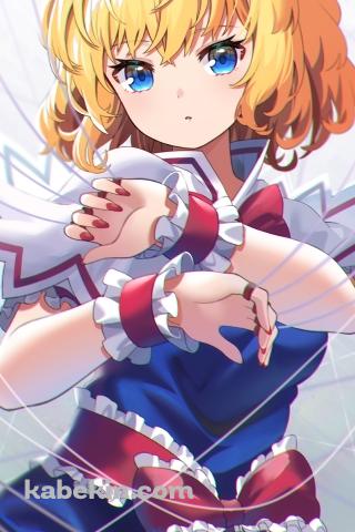 糸で攻撃するアリス・マーガトロイド / 東方怪綺談 / 東方妖々夢 / ファンアート / イラストのAndroidの壁紙(320px x 480px) スマホ用