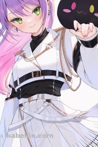 白い衣装を着たかわいい常闇トワ / ビビ / ホロライブ / バーチャルYouTuber / ファンアート / イラストのAndroidの壁紙(320px x 480px) スマホ用