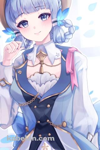 沢山の青い花びらと神里綾華 / 花時に訪れた手紙 / 原神のAndroidの壁紙(320px x 480px) スマホ用