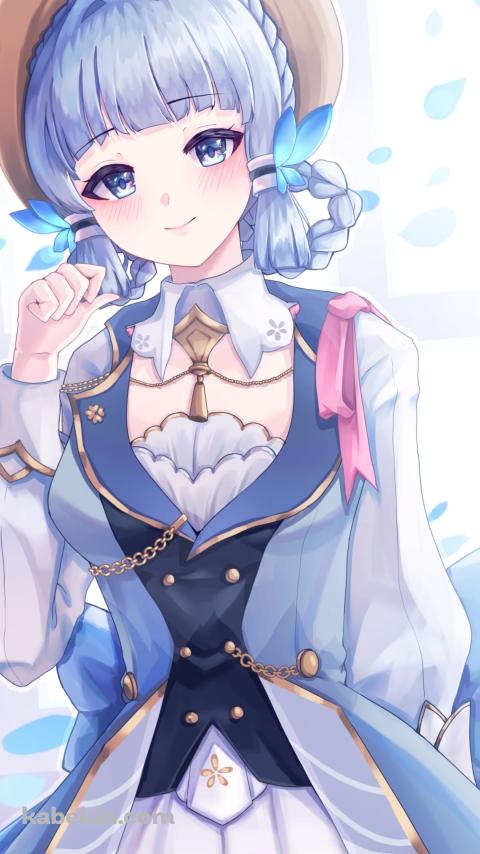 沢山の青い花びらと神里綾華 / 花時に訪れた手紙 / 原神のAndroidの壁紙(480px x 854px) スマホ用