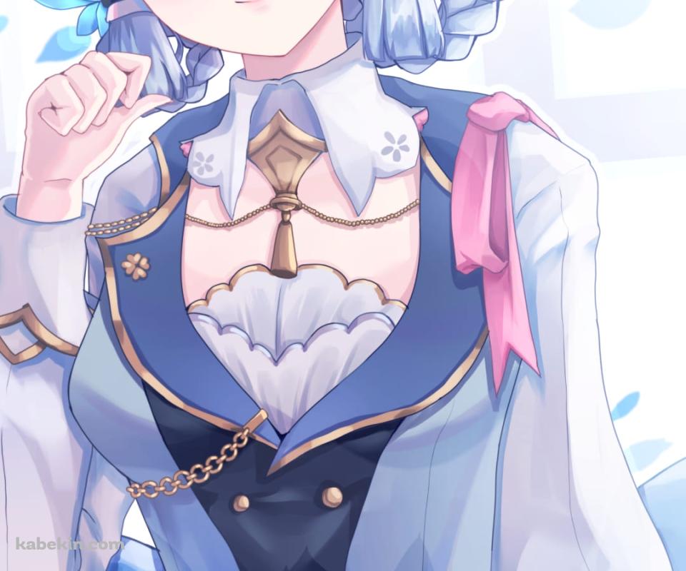 沢山の青い花びらと神里綾華 / 花時に訪れた手紙 / 原神のAndroidの壁紙(960px x 800px) スマホ用