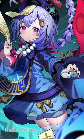 お札を持つかわいい七七(なな) / 原神のAndroidの壁紙(360px x 592px) スマホ用