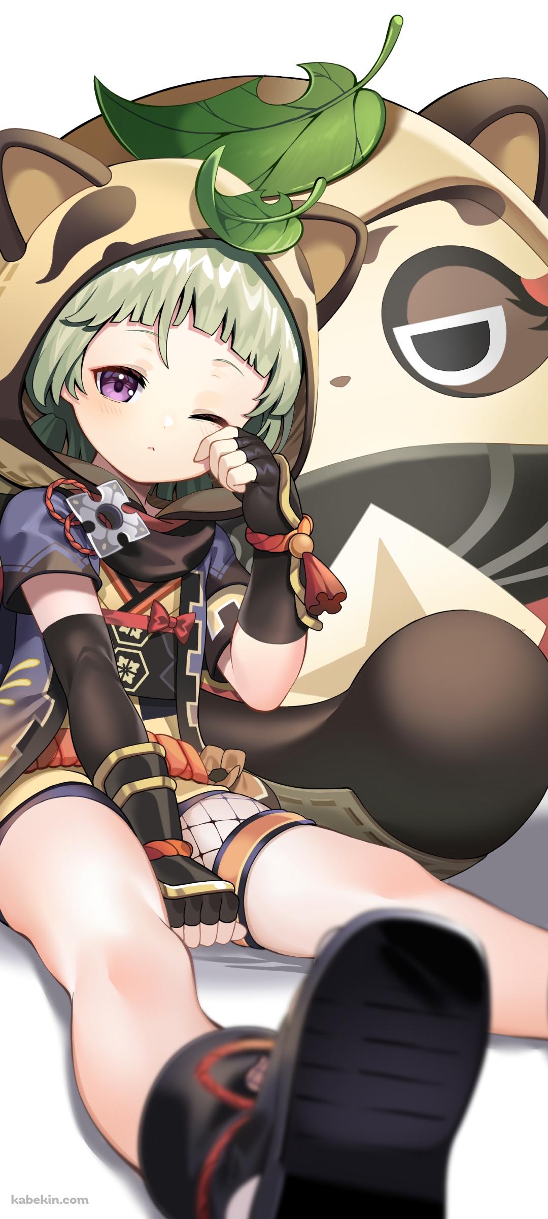 眠そうな早柚とむじむじだるま / 原神のAndroidの壁紙(1080px x 2400px) スマホ用