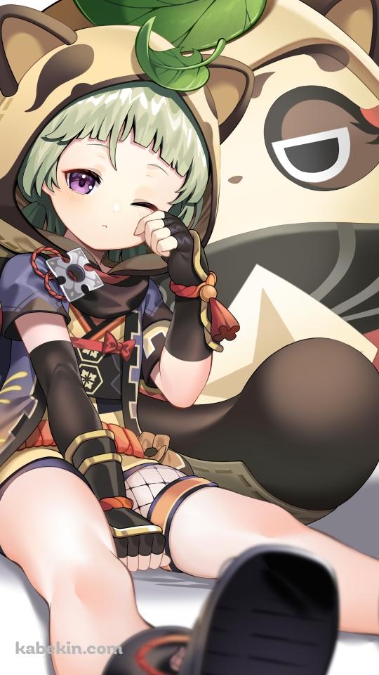 眠そうな早柚とむじむじだるま / 原神のAndroidの壁紙(540px x 960px) スマホ用