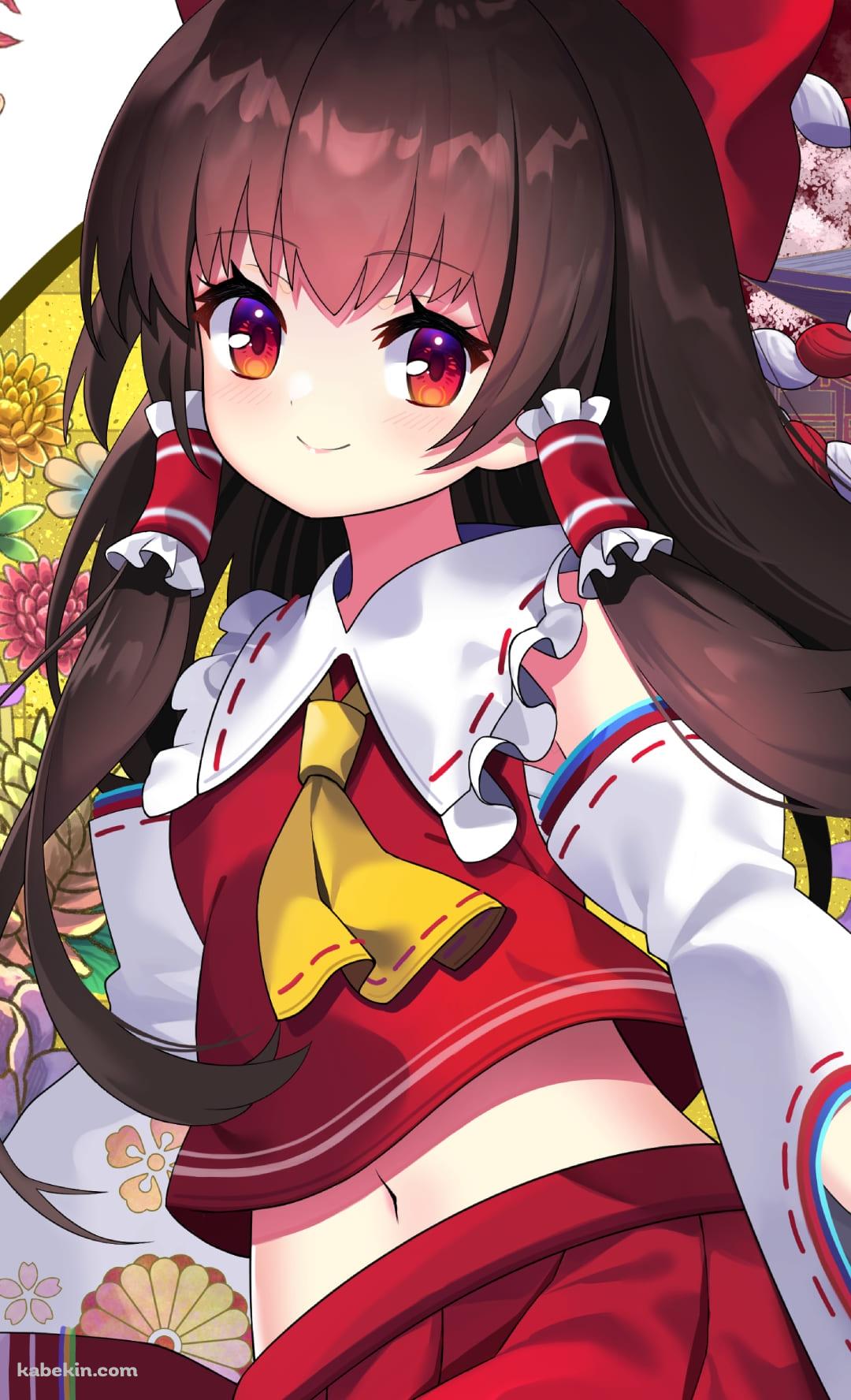 お札を持つかわいい博麗霊夢 / 東方 / ファンアート / イラストのAndroidの壁紙(1080px x 1776px) スマホ用