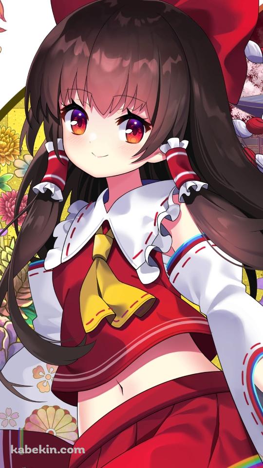 お札を持つかわいい博麗霊夢 / 東方 / ファンアート / イラストのAndroidの壁紙(540px x 960px) スマホ用