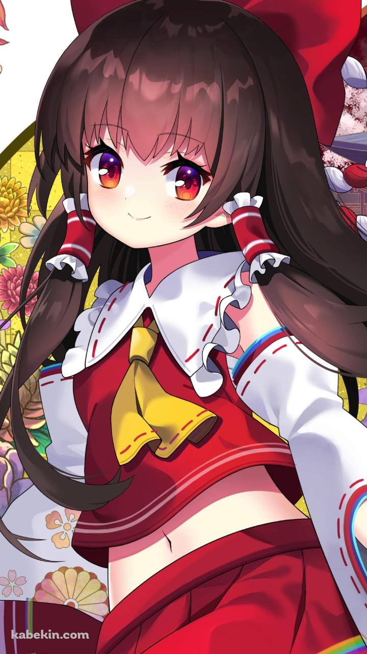 お札を持つかわいい博麗霊夢 / 東方 / ファンアート / イラストのAndroidの壁紙(720px x 1280px) スマホ用