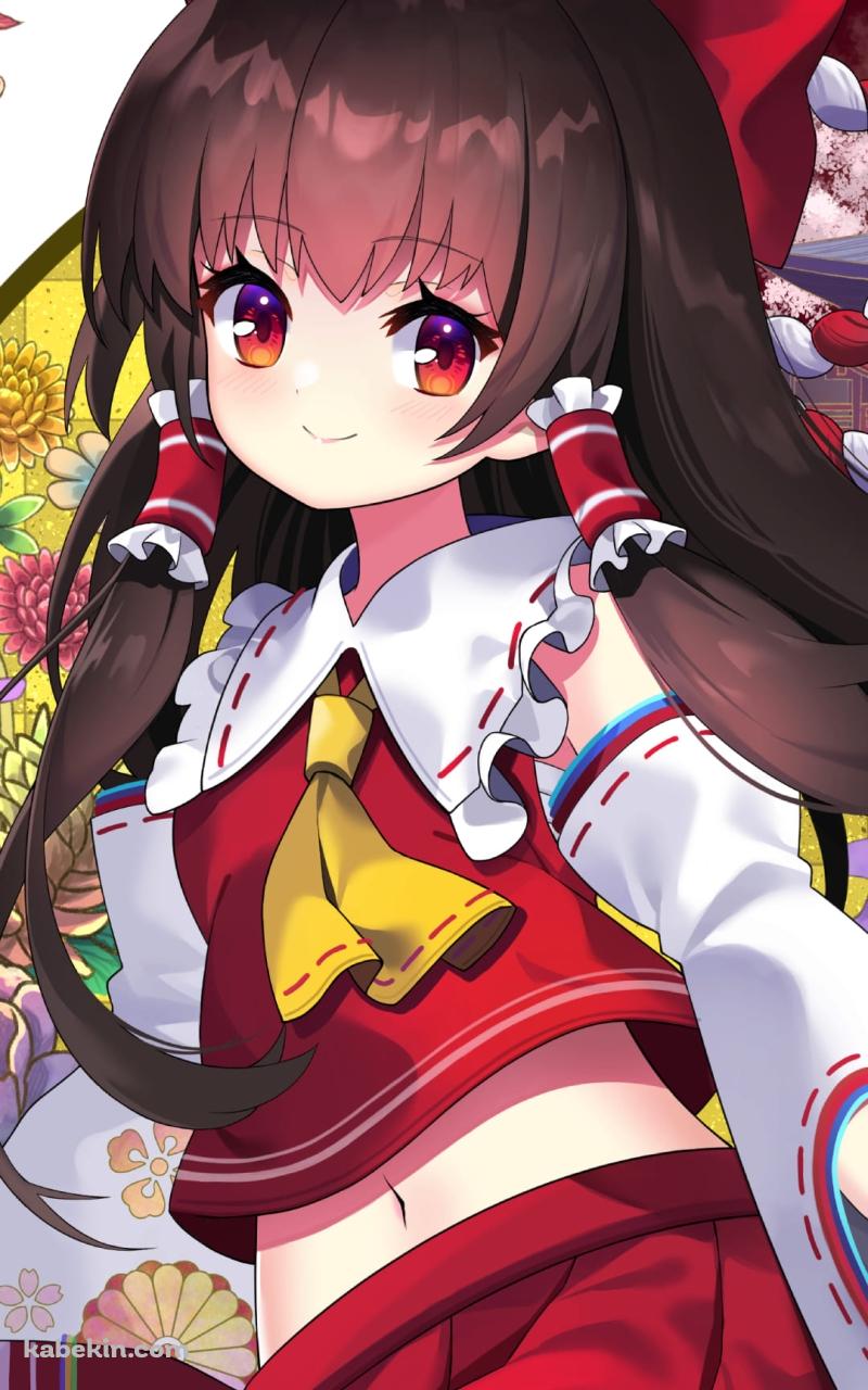 お札を持つかわいい博麗霊夢 / 東方 / ファンアート / イラストのAndroidの壁紙(800px x 1280px) スマホ用