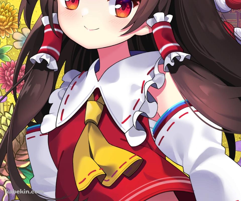 お札を持つかわいい博麗霊夢 / 東方 / ファンアート / イラストのAndroidの壁紙(960px x 800px) スマホ用