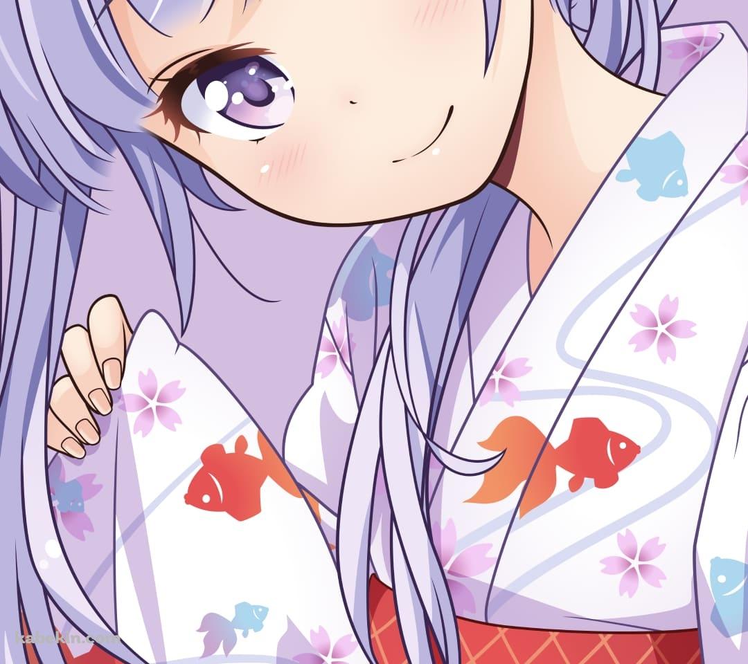 金魚の浴衣を着たかわいい涼風青葉 / ニューゲーム! / NEWGAME! / ファンアート / イラストのAndroidの壁紙(1080px x 960px) スマホ用