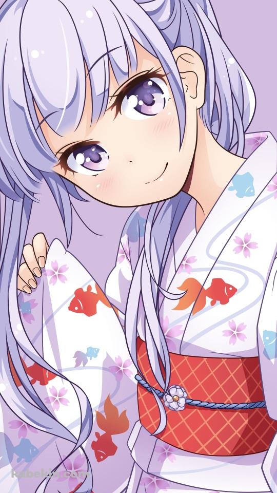 金魚の浴衣を着たかわいい涼風青葉 / ニューゲーム! / NEWGAME! / ファンアート / イラストのAndroidの壁紙(540px x 960px) スマホ用