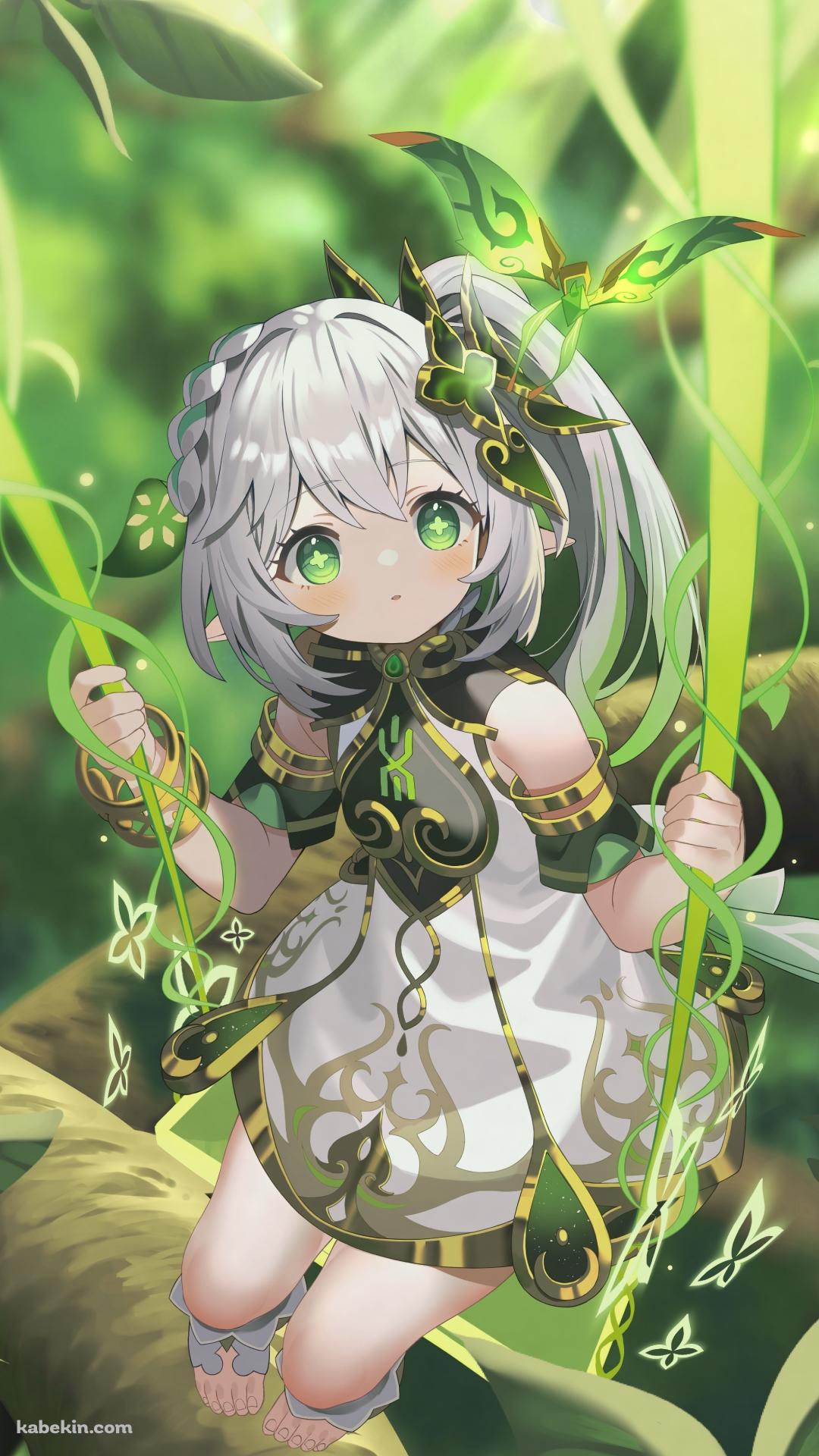 ブランコに乗るかわいいナヒーダ / 晶蝶 (しょうちょう) / 原神のAndroidの壁紙(1080px x 1920px) スマホ用