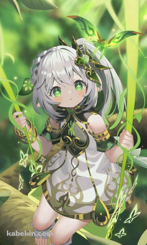 ブランコに乗るかわいいナヒーダ / 晶蝶 (しょうちょう) / 原神のAndroidの壁紙(480px x 800px) スマホ用