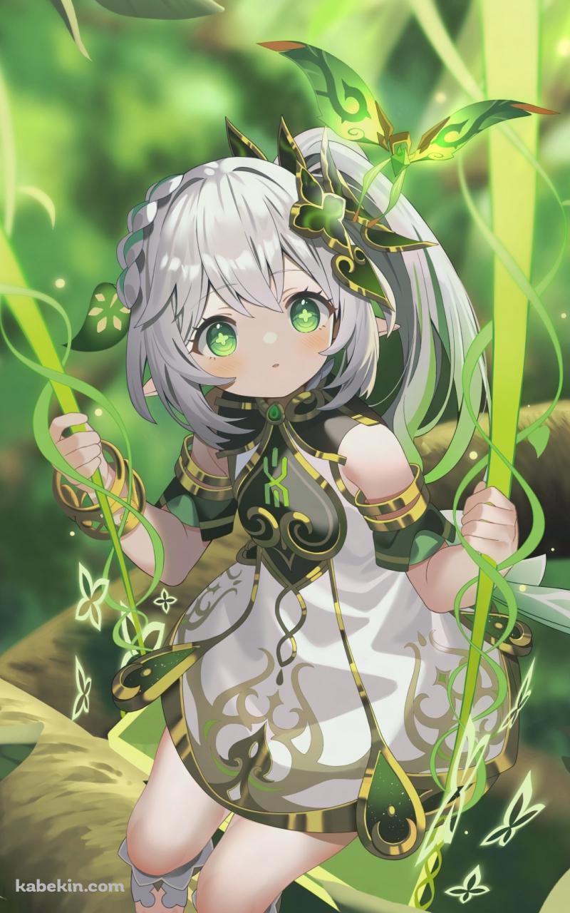 ブランコに乗るかわいいナヒーダ / 晶蝶 (しょうちょう) / 原神のAndroidの壁紙(800px x 1280px) スマホ用