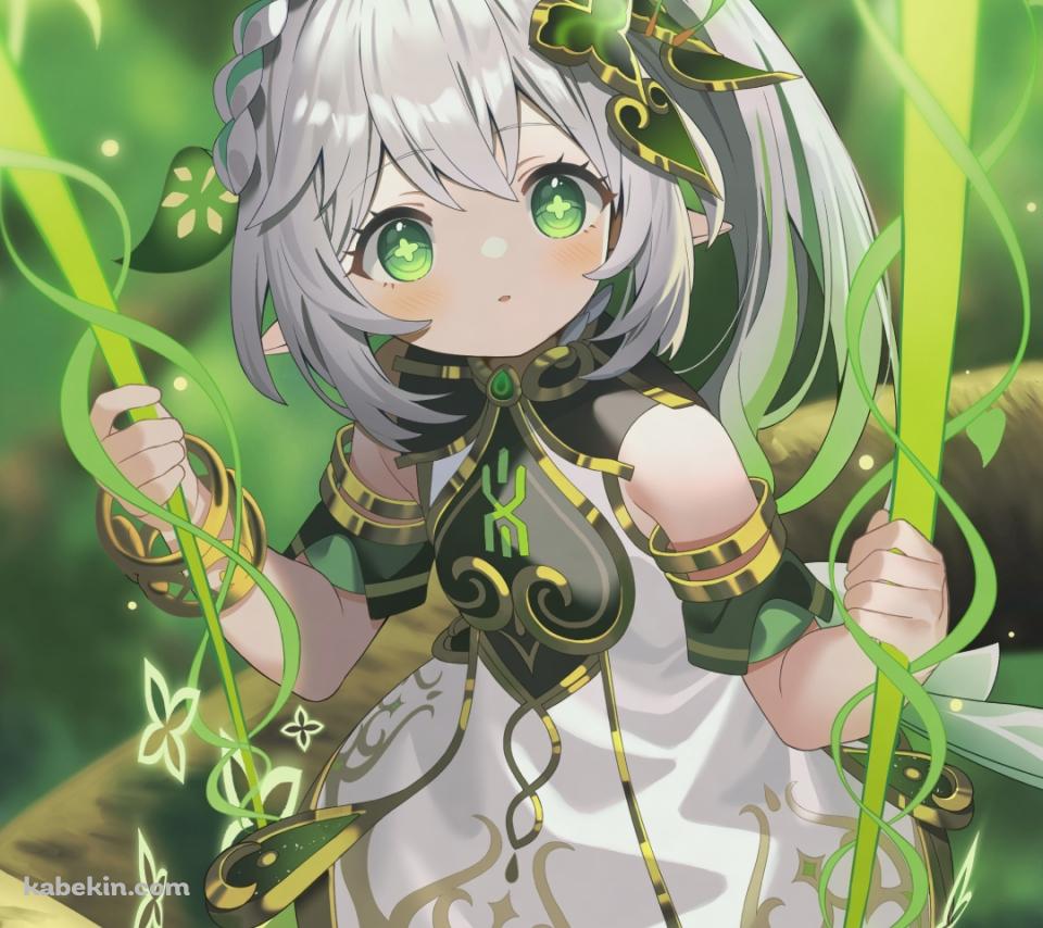 ブランコに乗るかわいいナヒーダ / 晶蝶 (しょうちょう) / 原神のAndroidの壁紙(960px x 854px) スマホ用