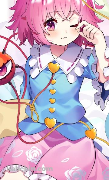 眠たそうな古明地さとり (こめいじさとり) / 東方 / ファンアート / イラストのAndroidの壁紙(360px x 592px) スマホ用