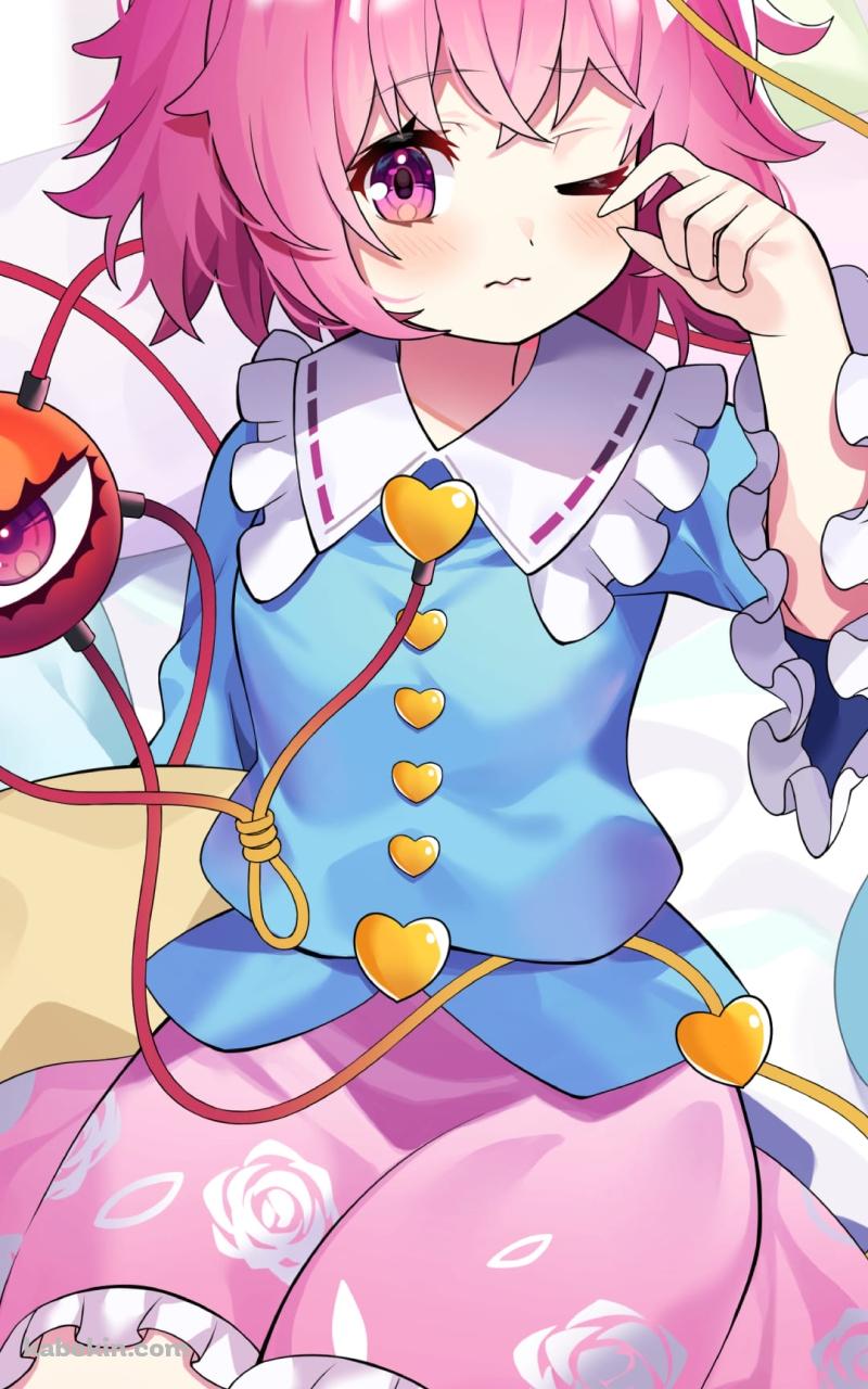 眠たそうな古明地さとり (こめいじさとり) / 東方 / ファンアート / イラストのAndroidの壁紙(800px x 1280px) スマホ用