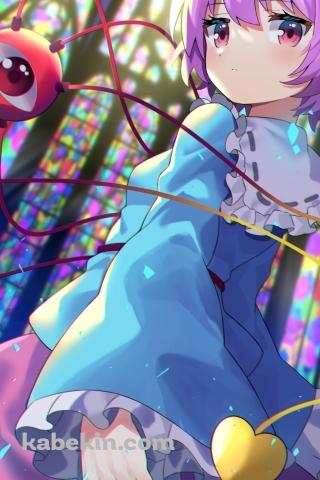 かわいい古明地さとり (こめいじさとり) / 東方地霊殿 / ファンアート / イラストのAndroidの壁紙(320px x 480px) スマホ用