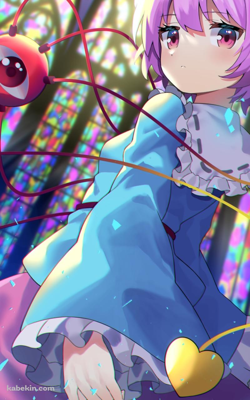 かわいい古明地さとり (こめいじさとり) / 東方地霊殿 / ファンアート / イラストのAndroidの壁紙(800px x 1280px) スマホ用