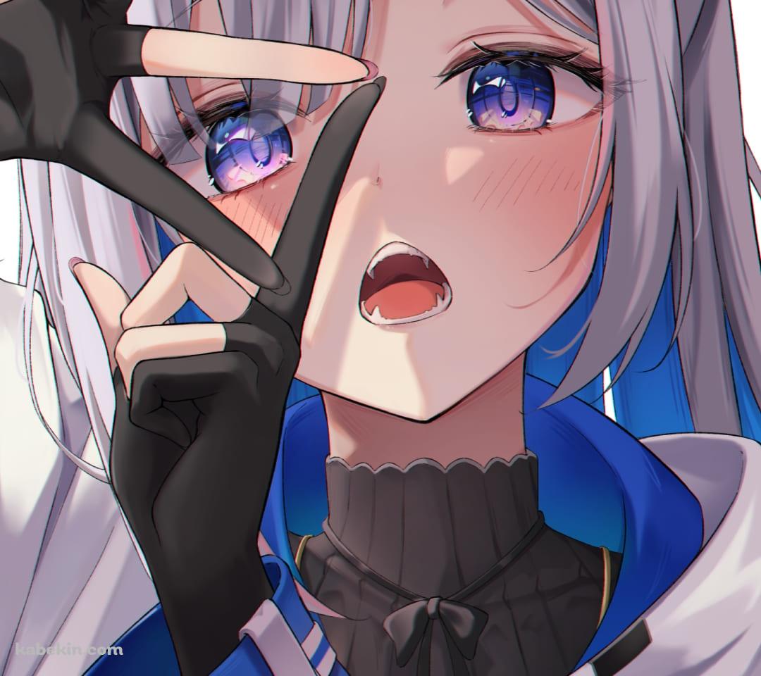 指でポーズを取るかわいい天音かなた / ホロライブ / バーチャルYouTuber / ファンアート / イラストのAndroidの壁紙(1080px x 960px) スマホ用