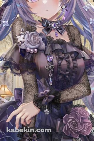 黒いドレスを着て恥ずかしそうな表情の刻晴 / 微笑んでいる甘雨 / 原神のAndroidの壁紙(320px x 480px) スマホ用