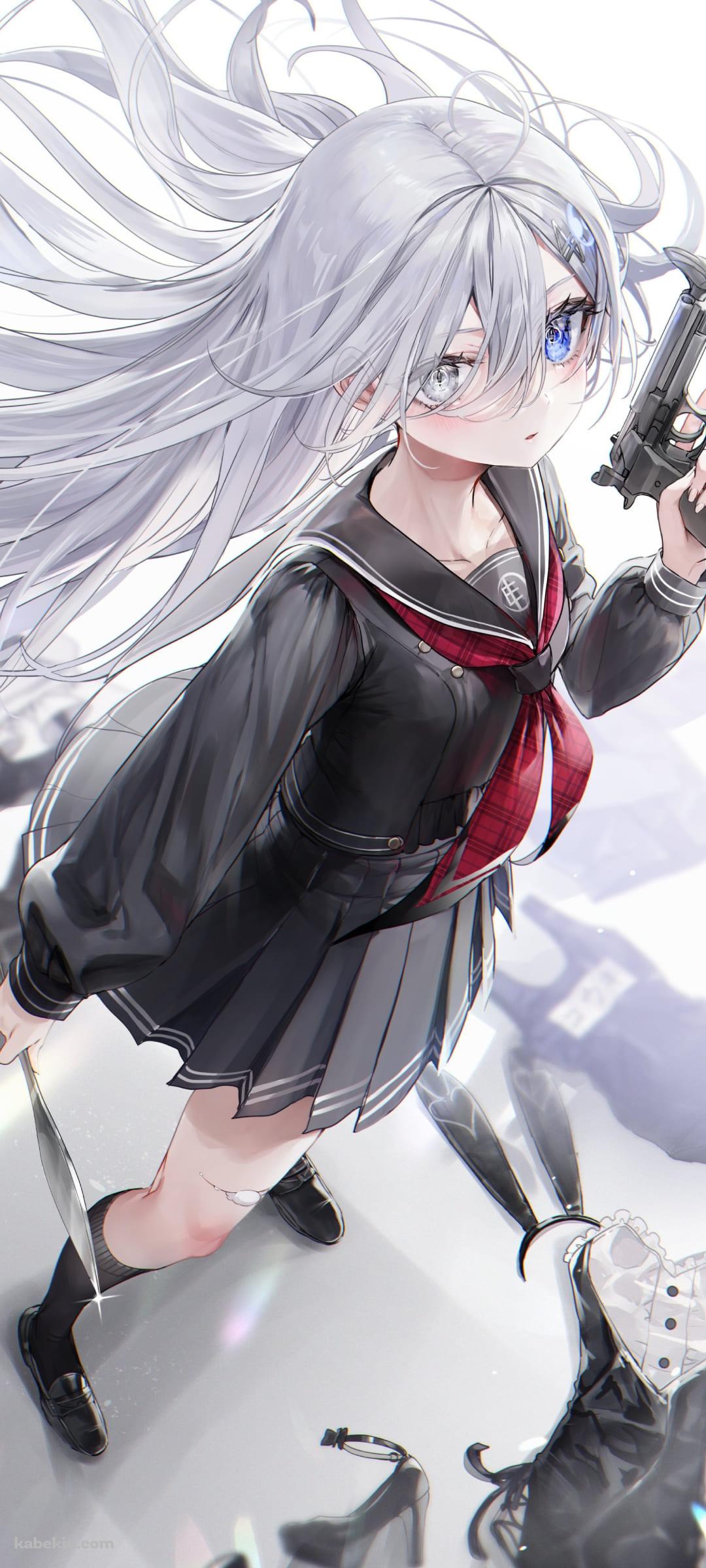 幽鬼 / かっこいい / セーラー服 / 死亡遊戯で飯を食う。 / ファンアート / イラストのAndroidの壁紙(1080px x 2400px) スマホ用