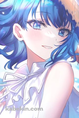 麦わら帽子をかぶった桐谷遥 / かわいい / プロセカ / プロジェクトセカイ / ファンアート / イラストのAndroidの壁紙(320px x 480px) スマホ用