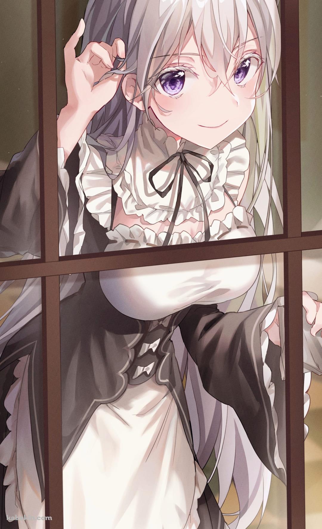 窓をふくエキドナ / Re:ゼロから始める異世界生活 / ファンアート / イラストのAndroidの壁紙(1080px x 1776px) スマホ用