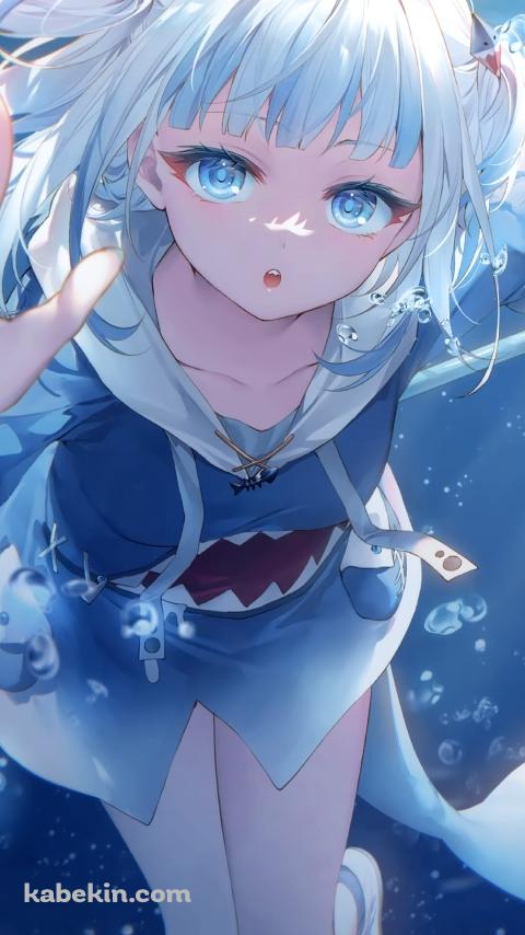 水中で泳ぐがうる・ぐら / 水泡 / ホロライブ / バーチャルYouTuber / ファンアート / イラストのAndroidの壁紙(480px x 854px) スマホ用