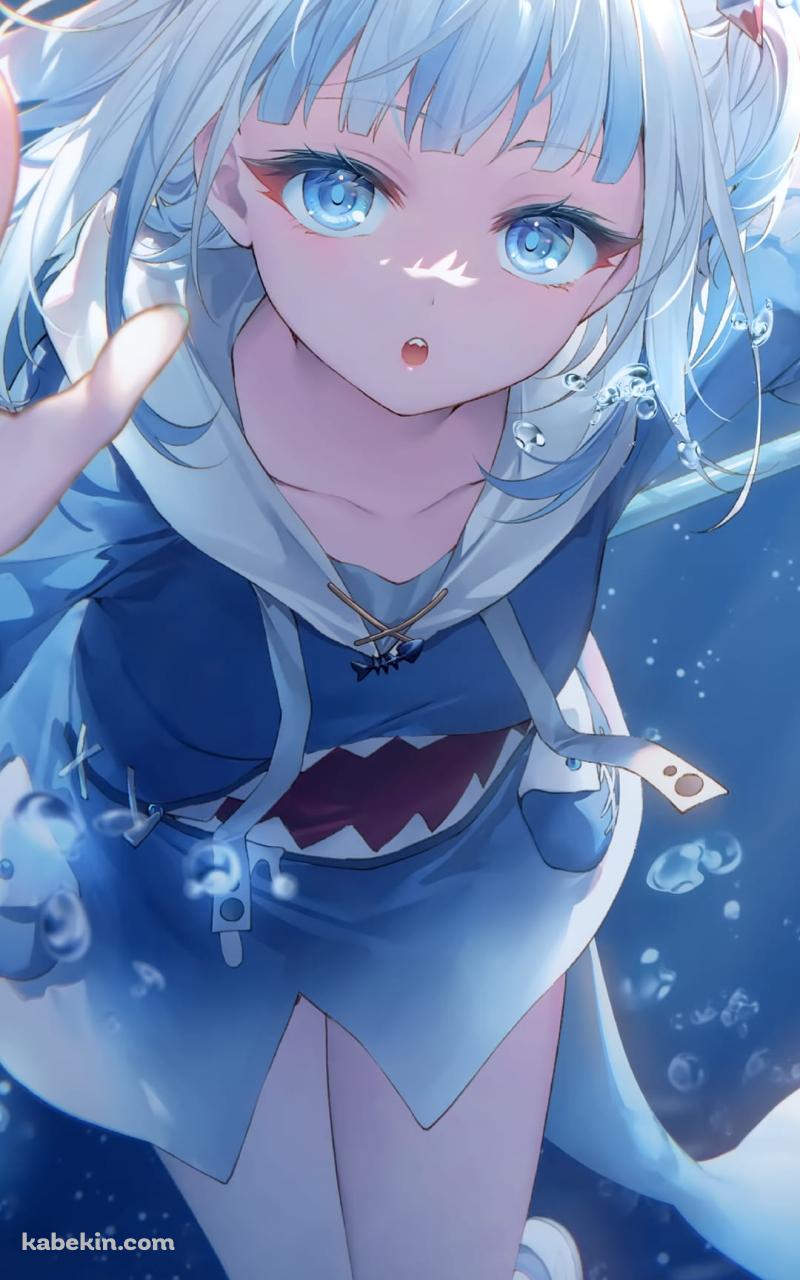 水中で泳ぐがうる・ぐら / 水泡 / ホロライブ / バーチャルYouTuber / ファンアート / イラストのAndroidの壁紙(800px x 1280px) スマホ用