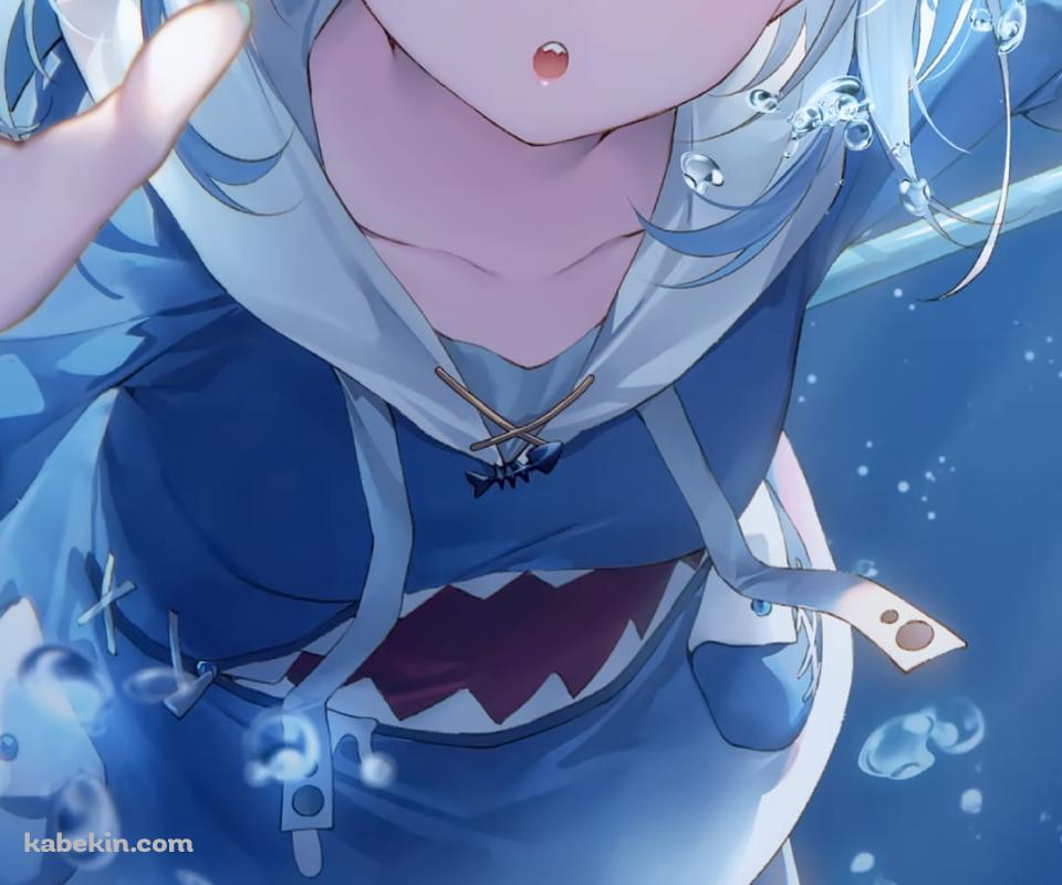 水中で泳ぐがうる・ぐら / 水泡 / ホロライブ / バーチャルYouTuber / ファンアート / イラストのAndroidの壁紙(960px x 800px) スマホ用